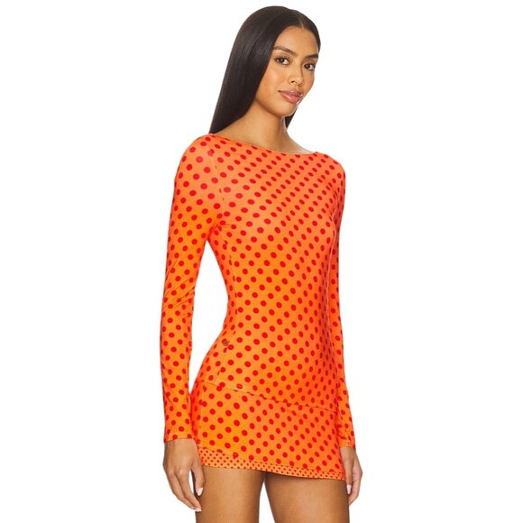 Miaou Amelia Top in Red Polka Dot Small New Womens Long Sleeve Tee - Picture 3 of 16